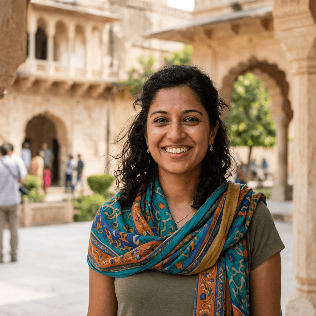 Courtyard of a Rajasthan heritage hotel on a multi-generation trip